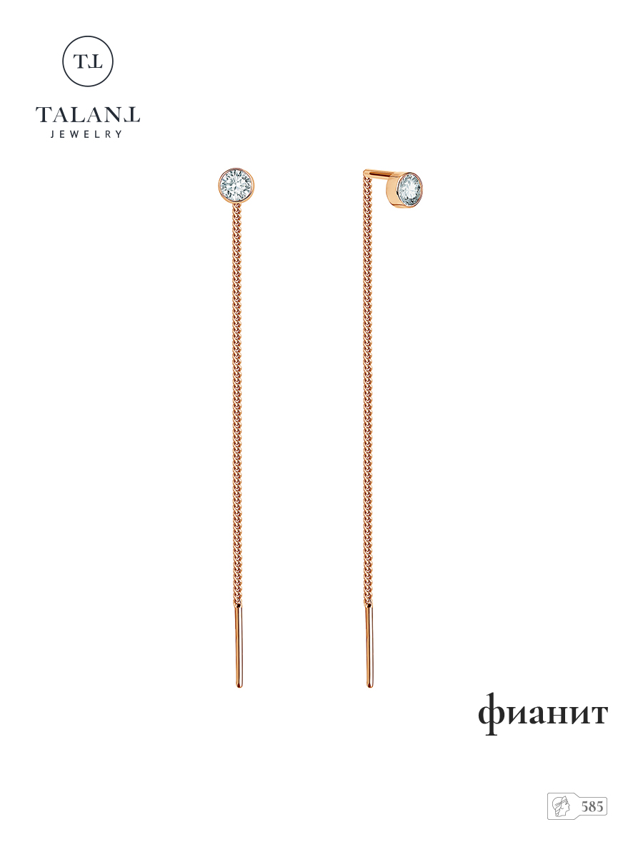 

Серьги продевки из золота TALANT 15-00-0001-24139, фианит, 15-00-0001-24139
