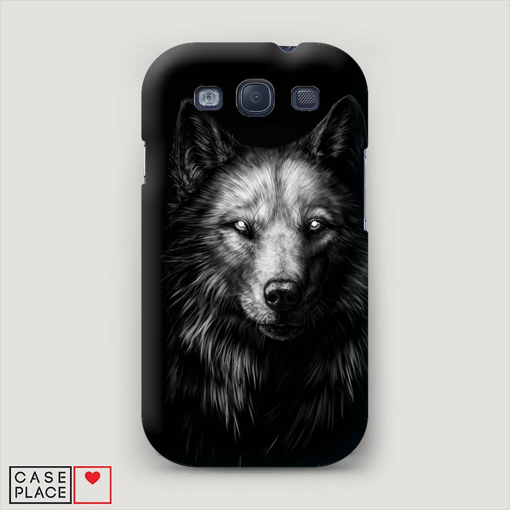 фото Чехол awog "волк черно белый" для samsung galaxy s3