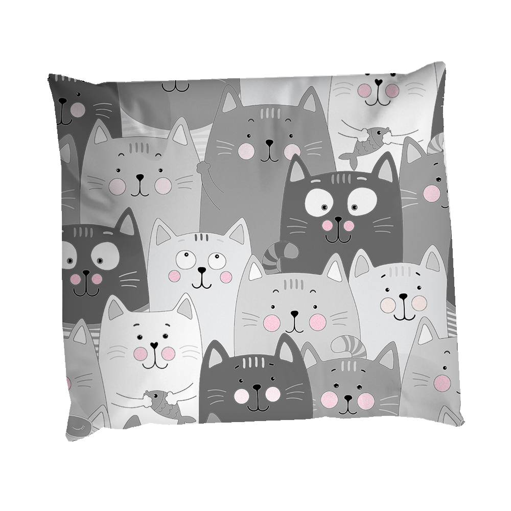 Наволочка на подушку 70х70 см Серые Котики