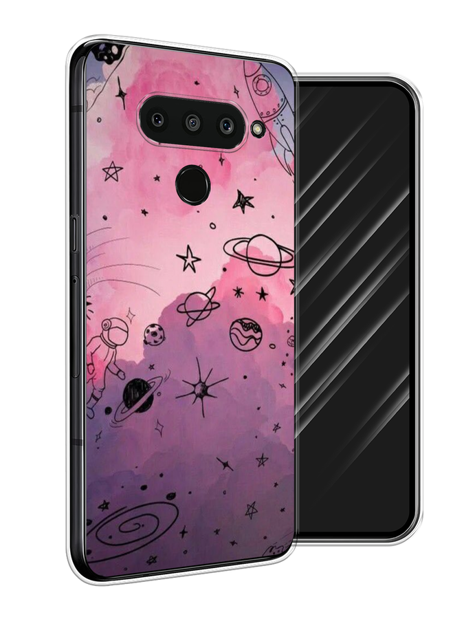 

Чехол Awog на LG V50 ThinQ "Радуга планет 3", Черный;розовый, 83850-4