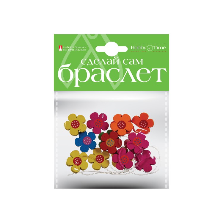 фото Набор №5."браслет своими руками". декоративные элементы из дерева, шнурок ( 4 вида ) hobby time