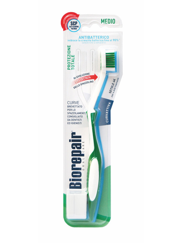 

Зубная щетка Biorepair CURVE Protezione Totale средней жесткости, зеленая