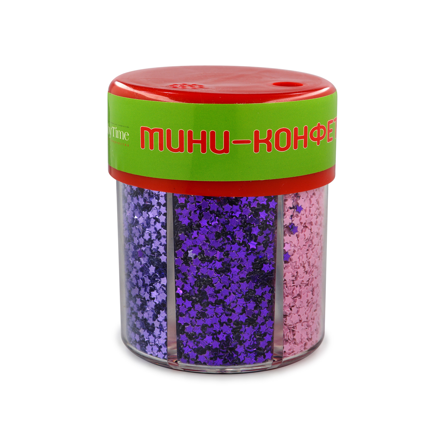 фото Мини-конфетти для декора "звездочки", с дозатором, 80г (6 цветов ), фиолетовый, №7 hobby time