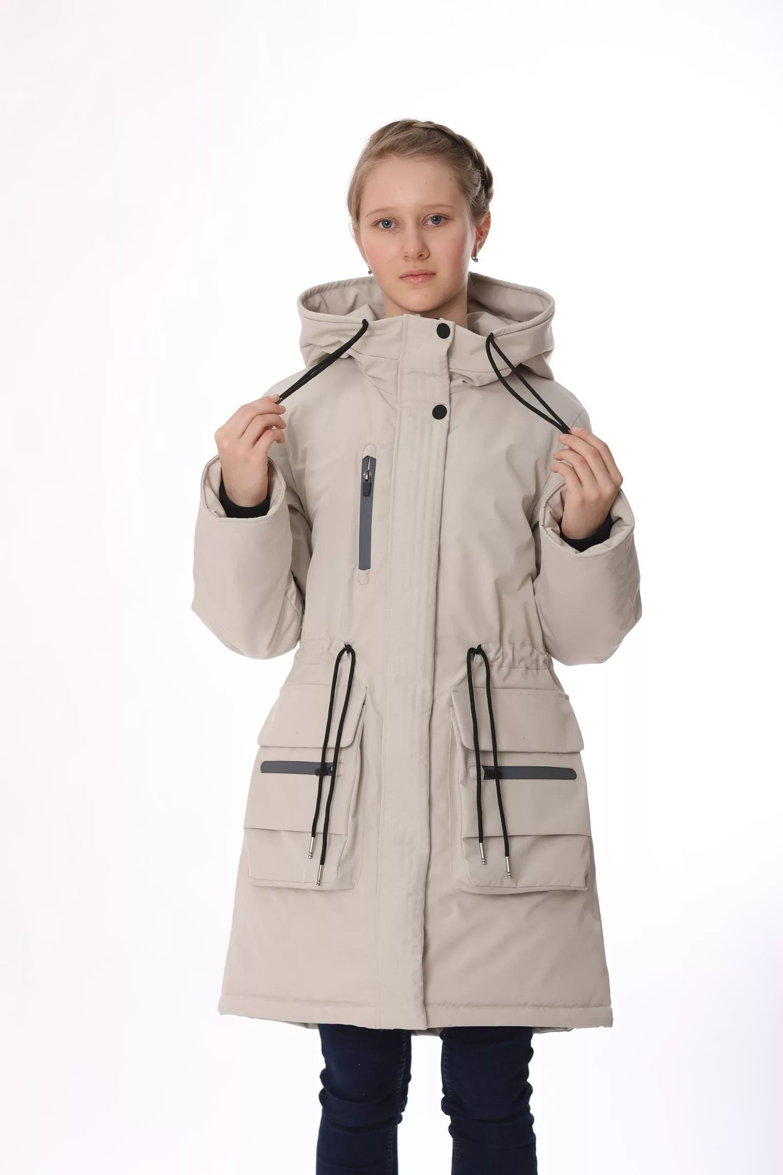 Пальто детское Yoot 7230, бежевый, 128 белое платье с отделкой кружевом и бусинами eirene детское