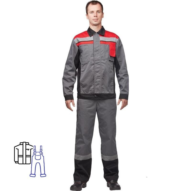 

Костюм рабочий NoBrand 702371 серый/красный 56-58, 182-188