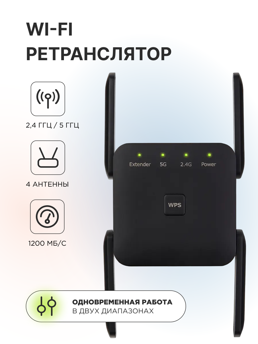 

Ретранслятор Wi-Fi сигнала iMice LV-AC24 Black, Черный, LV-AC24(Черный)