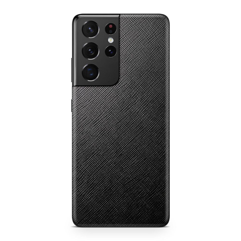 

Наклейка Glueskin с натуральной кожей Saffiano для Samsung Galaxy S21 Ultra, Черный