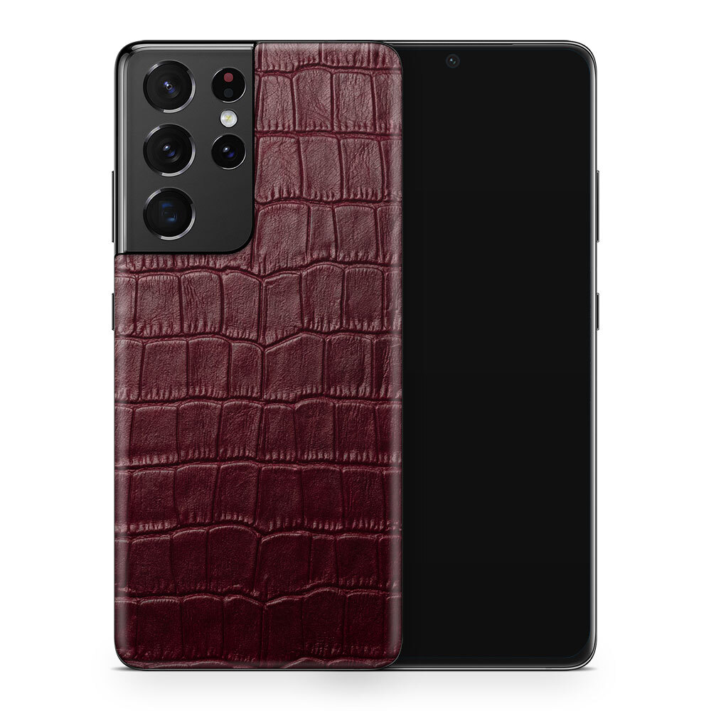 

Кожаная Наклейка Croco Для Samsung Galaxy S21 Ultra, Бордовый