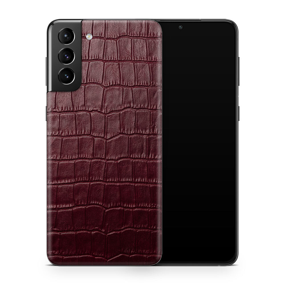 

Наклейка Glueskin из натуральной кожи Croco для Samsung Galaxy S21 Fe, Бордовый