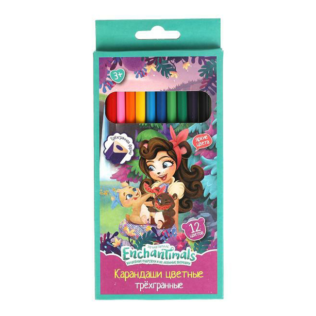 

Карандаши цветные Умка Enchantimals 12 цветов, Разноцветные