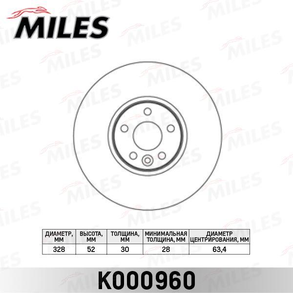 

Диск Тормозной Volvo Xc60 2.0-3.0 08- Передний Miles арт. k000960