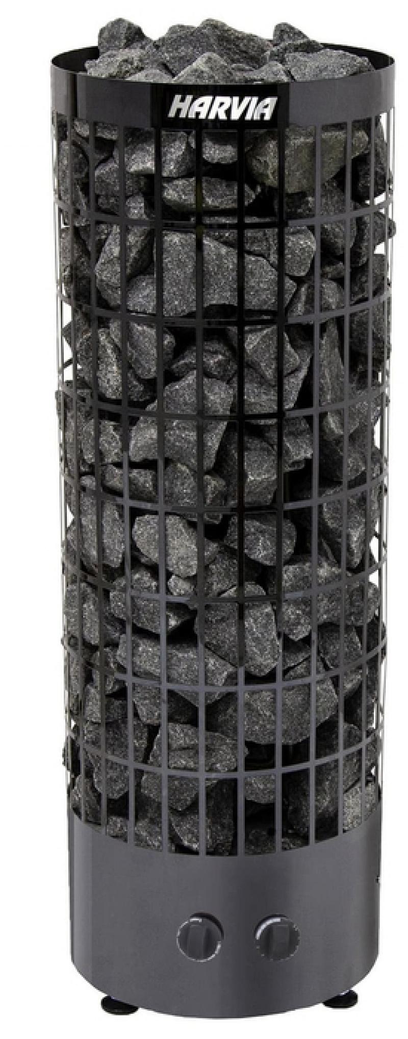фото Электрическая печь 9 квт harvia cilindro pc90 black steel со встроенным пультом