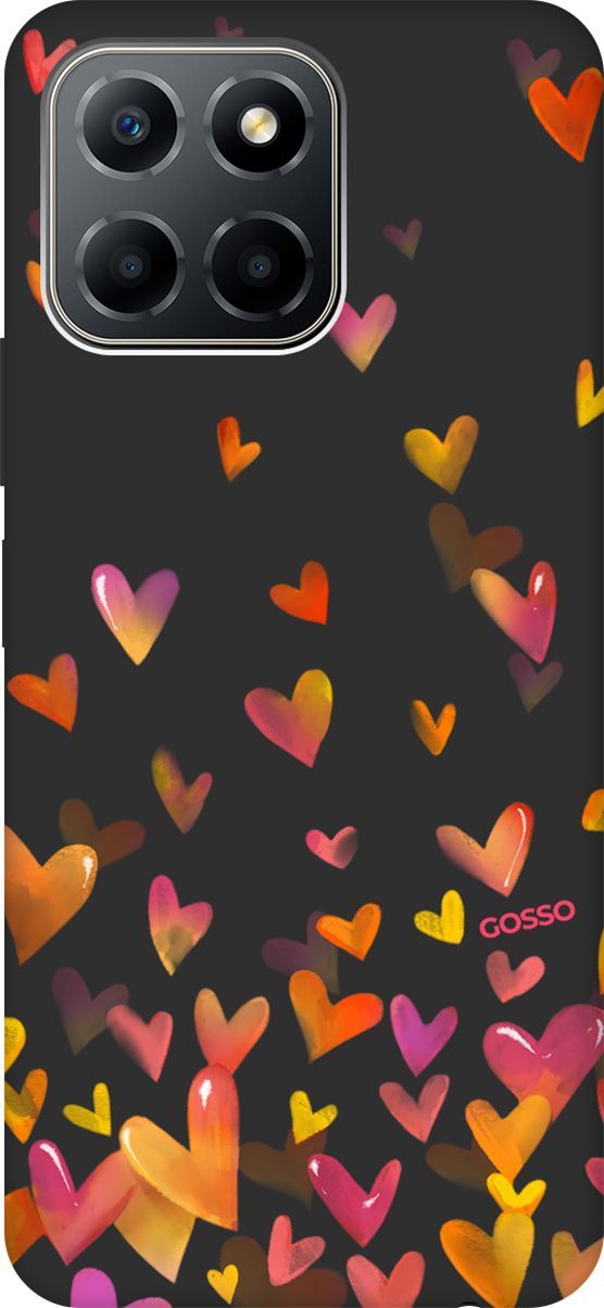 

Чехол на Honor X6/X8 5G с 3D принтом "Flying Hearts" черный, Черный;желтый, 158182