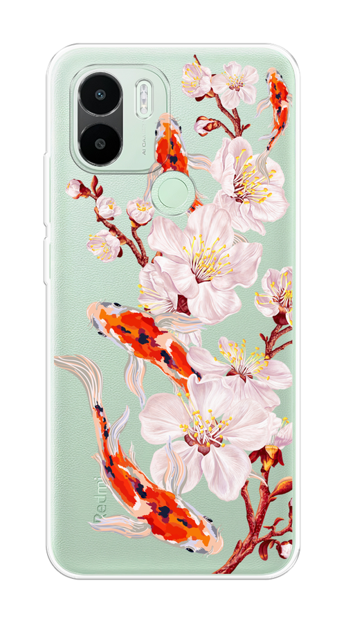 

Чехол на Xiaomi Redmi A1+/Redmi A2+/Poco C51/C50 "Карпы и сакура", Оранжевый;розовый;бежевый;прозрачный, 319350-1