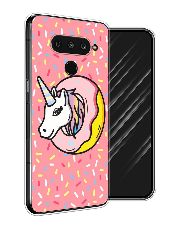 

Чехол Awog на LG V50 ThinQ "Единорог в пончике", Розовый;желтый;белый, 83850-2
