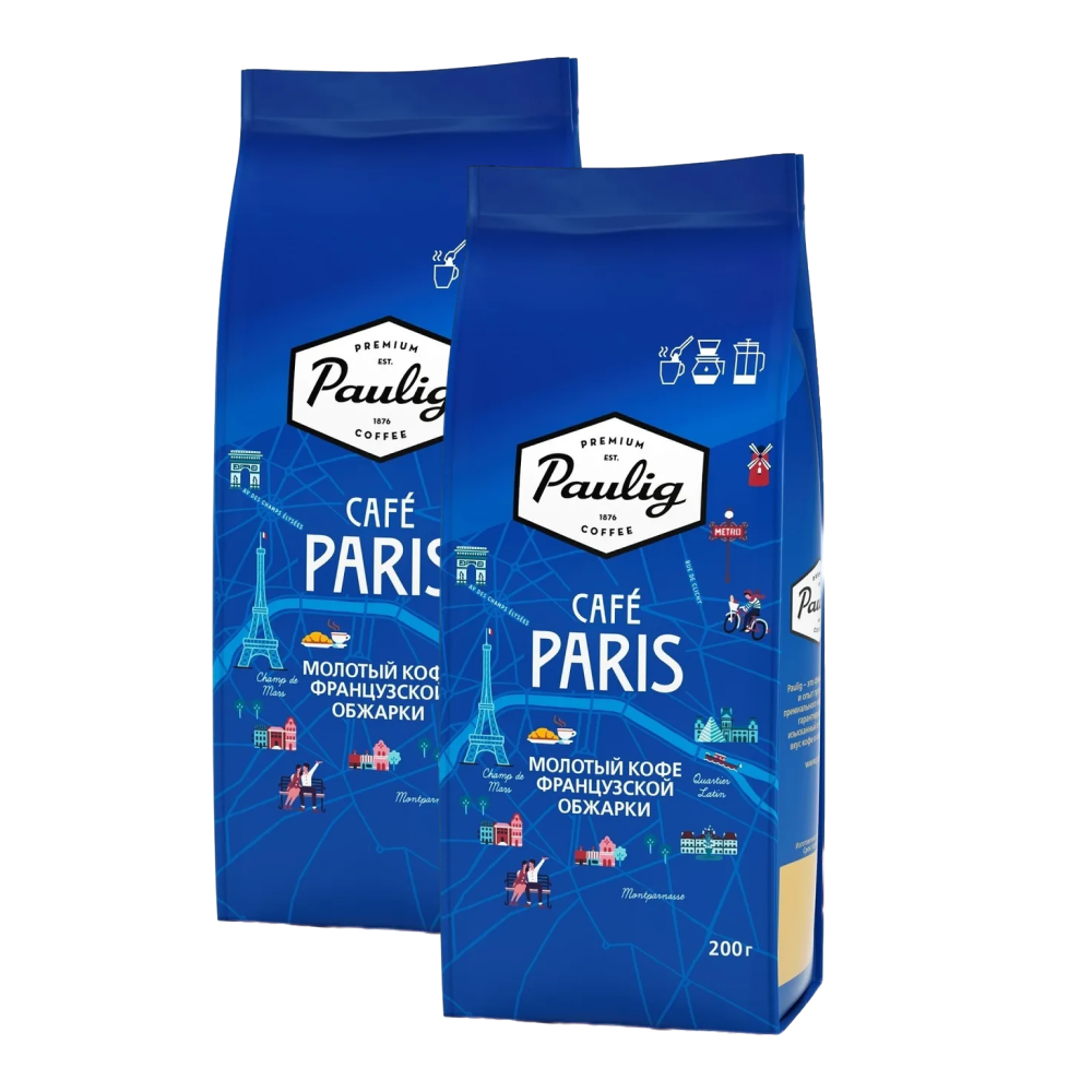 Кофе молотый Paulig Cafe Paris арабика, робуста 2 упаковки по 200 гр