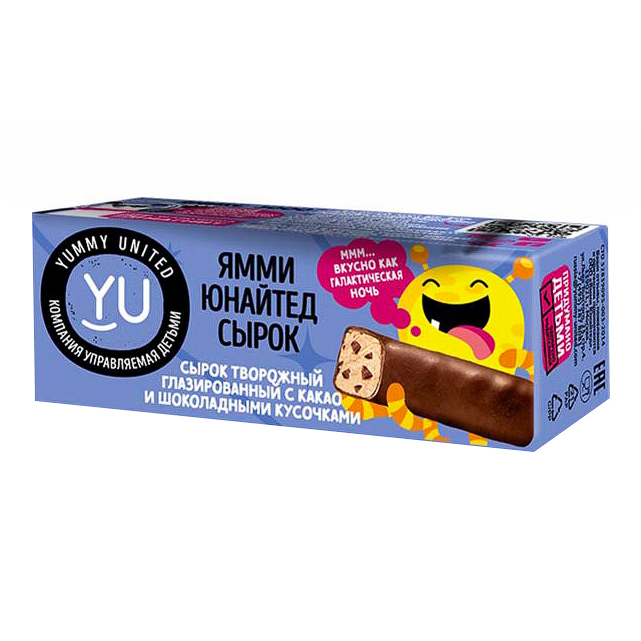 

Творожный сырок Yummy United глазированный какао и шоколад 19% 40 г