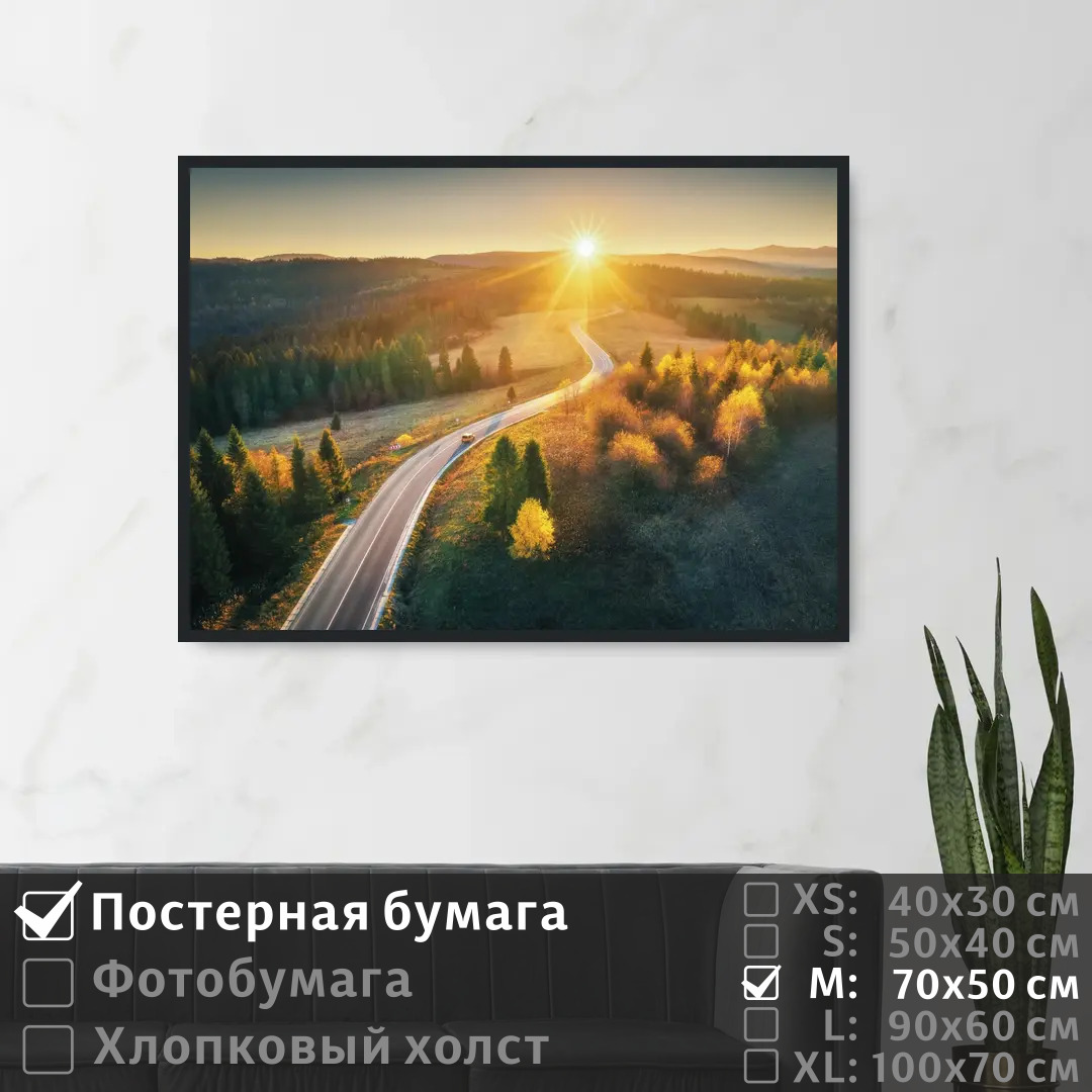 

Постер на стену ПолиЦентр Осенний лес на рассвете 70х50 см, ОсеннийЛесНаРассвете