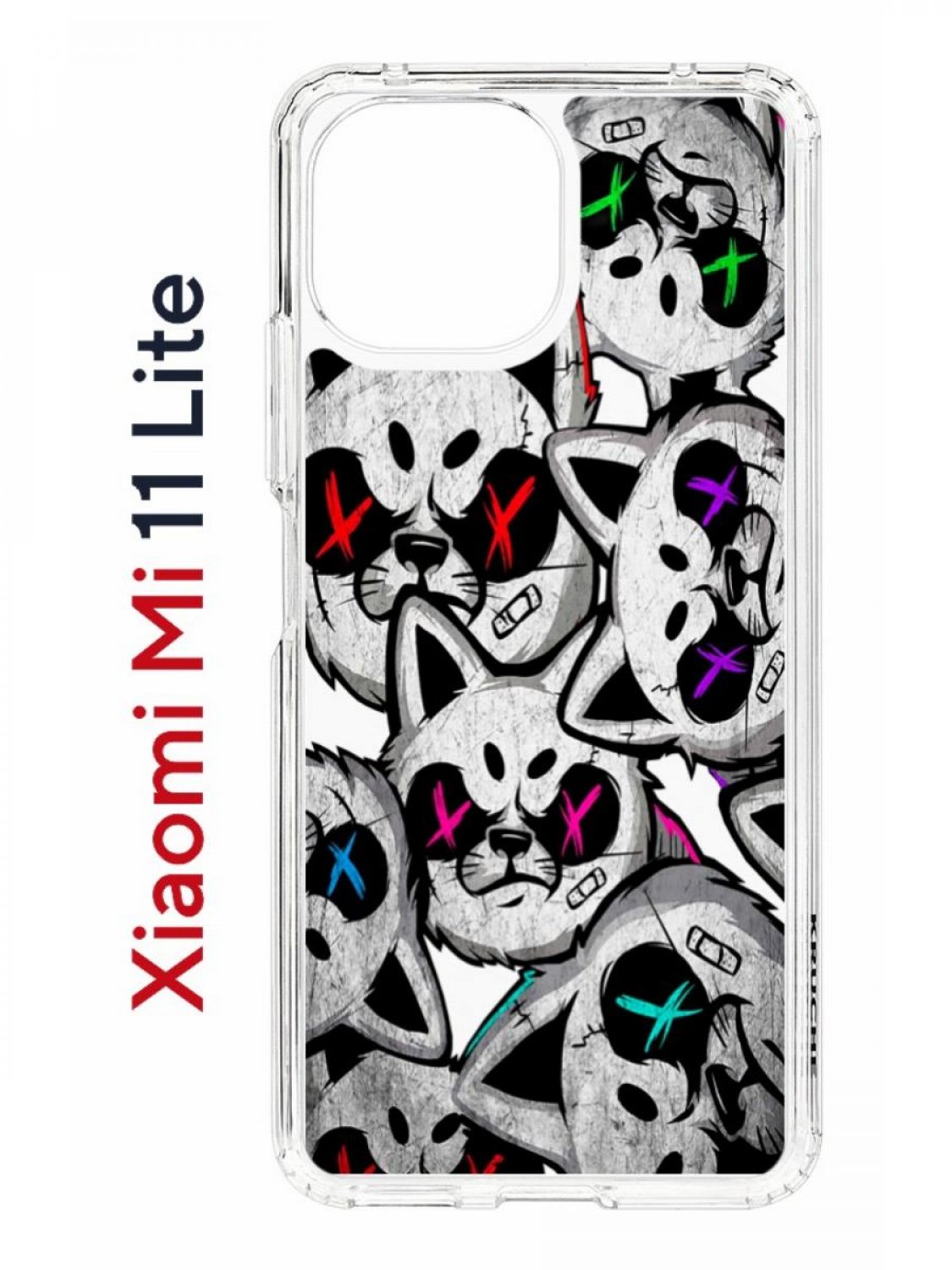 фото Чехол на xiaomi mi 11 lite kruche print angry cats,противоударный бампер,с защитой камеры кruче