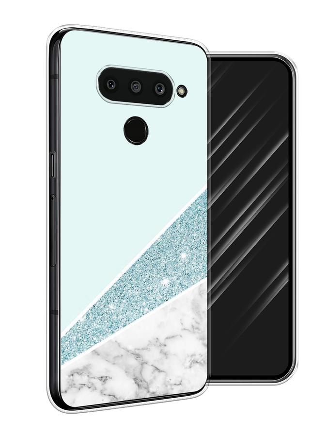 

Чехол Awog на LG V50 ThinQ "Мрамор с голубыми блестками", Голубой;белый, 83850-3