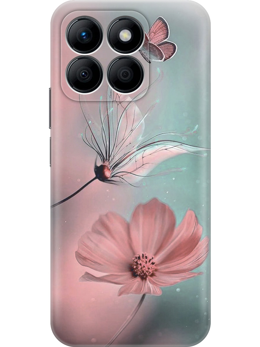 

Силиконовый чехол на Honor X8b с принтом "Бабочка и цветы", Прозрачный;голубой;розовый;серый, 781973222