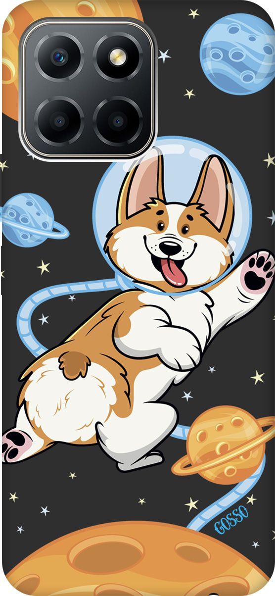 

Чехол на Honor X6/X8 5G с 3D принтом "CosmoCorgi" черный, Черный;коричневый, 158180