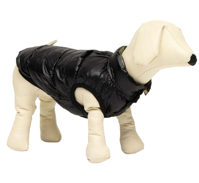 фото Куртка для собак двухсторонняя с принтом, размер 8, чёрная nobrand