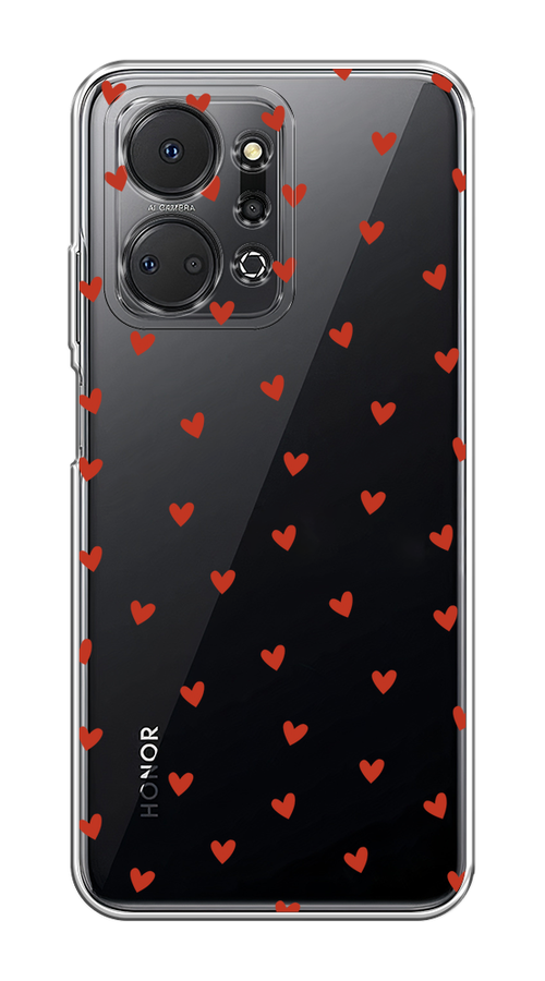 

Чехол на Honor X7A/X7A Plus "Red hearts", Красный;прозрачный, 6120650-1
