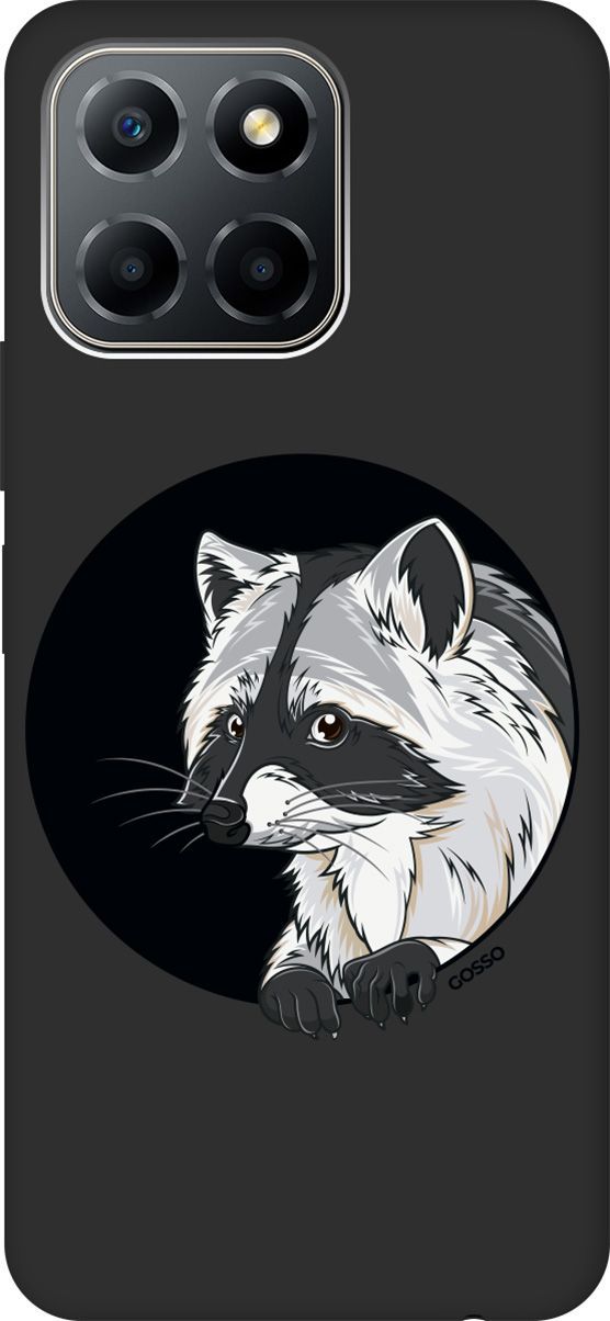 

Чехол на Honor X6/X8 5G с 3D принтом "Raccon in a Hollow" черный, Черный;белый, 158180