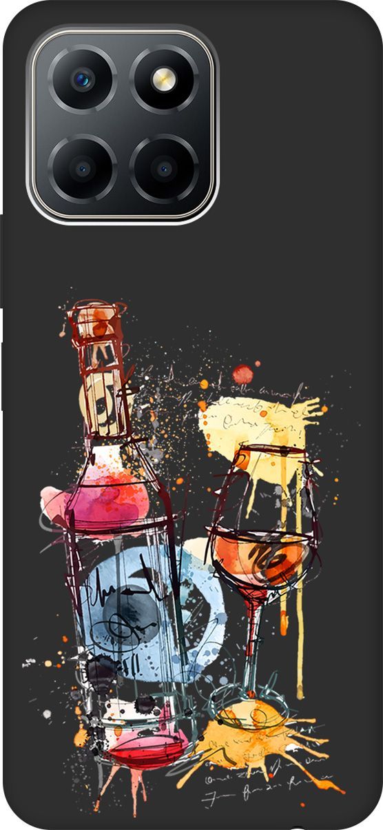 

Чехол на Honor X6/X8 5G с 3D принтом "Aquarelle Wine" черный, Черный;голубой, 158180