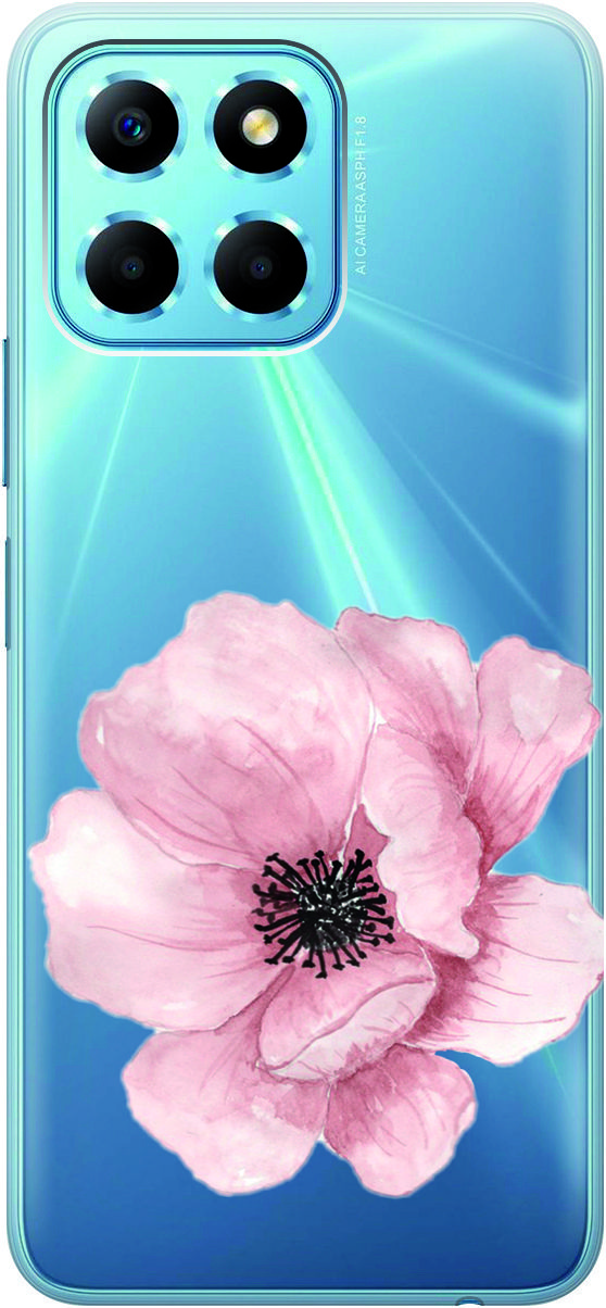 

Чехол на Honor X6/X8 5G с 3D принтом "Pink Flower" прозрачный, Прозрачный;белый, 158179