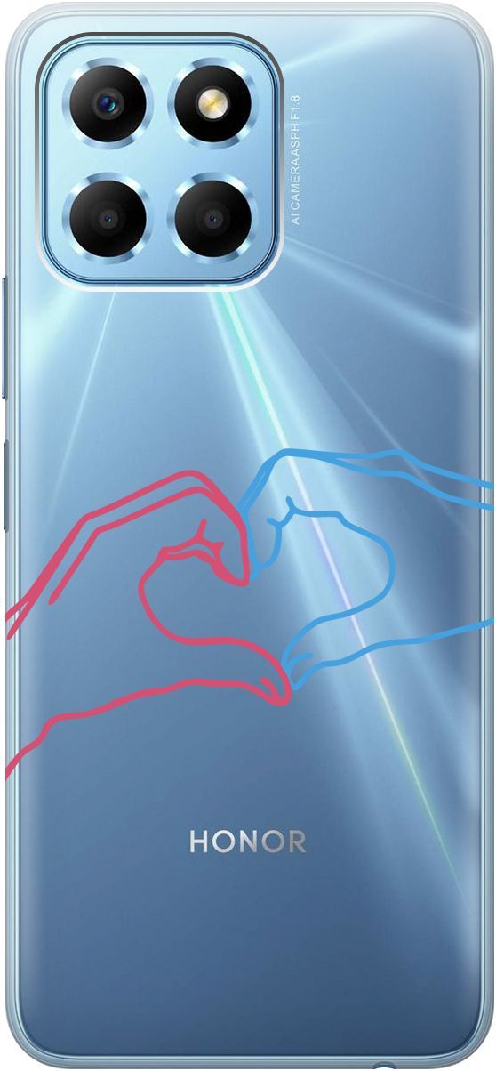 

Чехол на Honor X6/X8 5G с 3D принтом "Fall in Love" прозрачный, Прозрачный;голубой, 158179