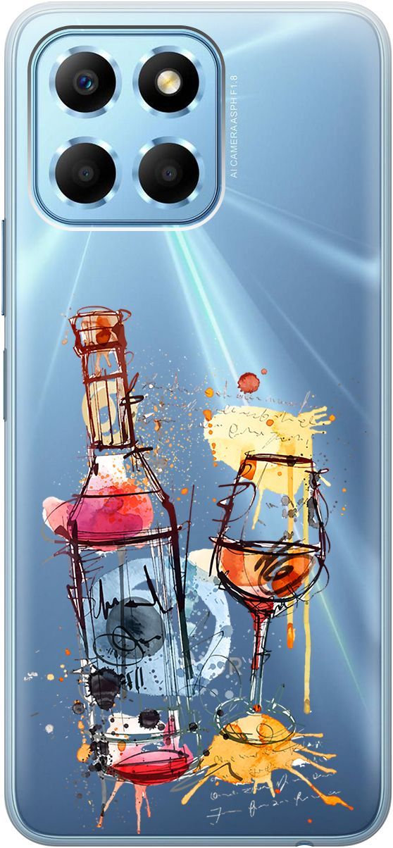 

Чехол на Honor X6/X8 5G с 3D принтом "Aquarelle Wine" прозрачный, Прозрачный;красный, 158179