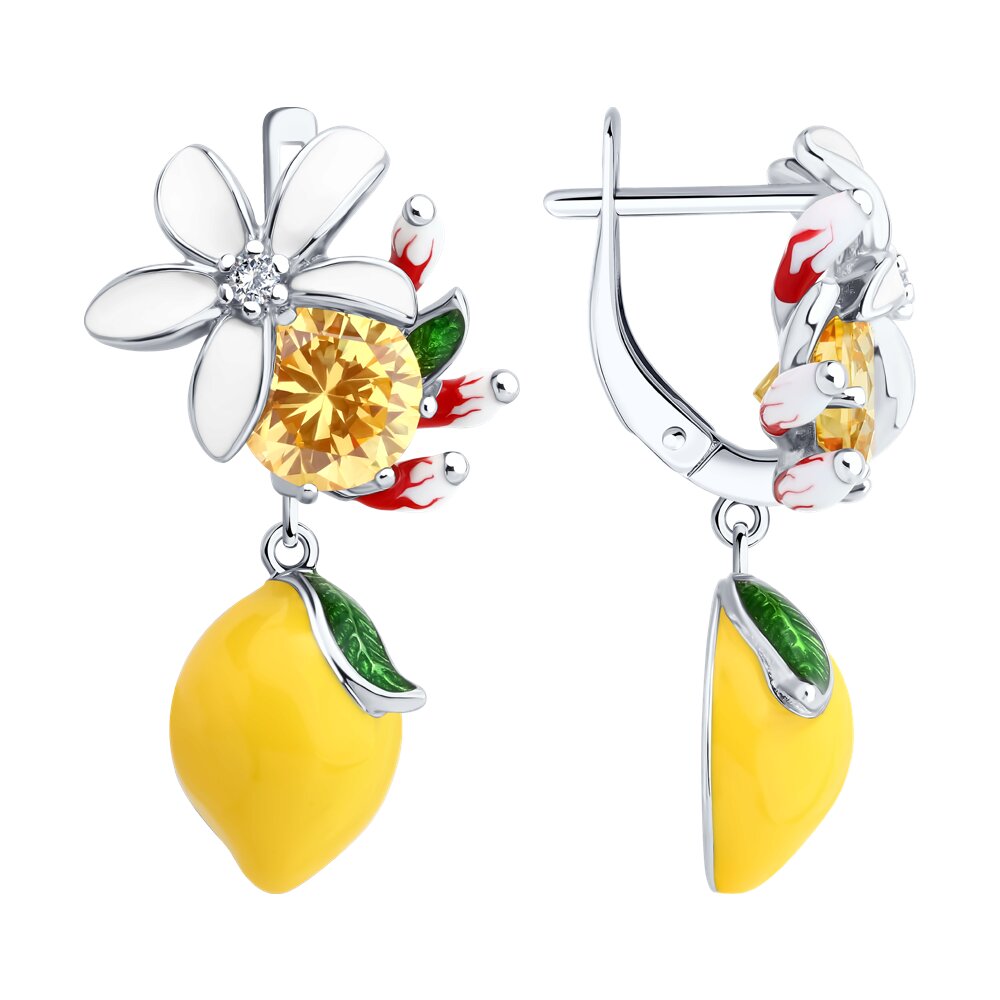 

Серьги из серебра SOKOLOV 94027065, фианит/эмаль, 94027065