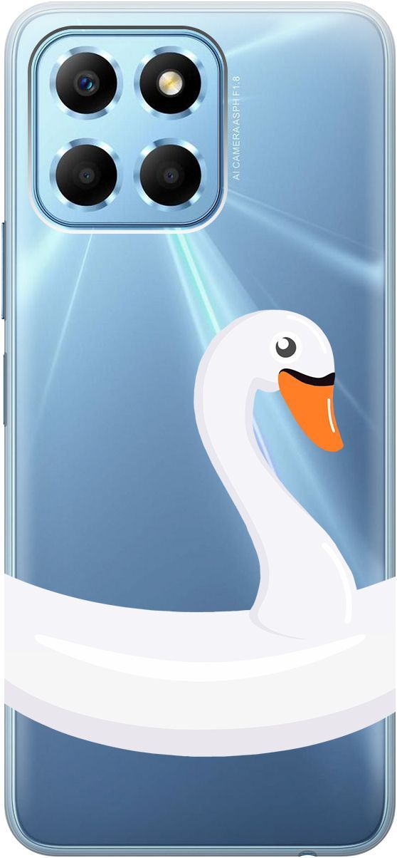 

Чехол на Honor X6/X8 5G с 3D принтом "Swan Swim Ring" прозрачный, Прозрачный;белый, 158178