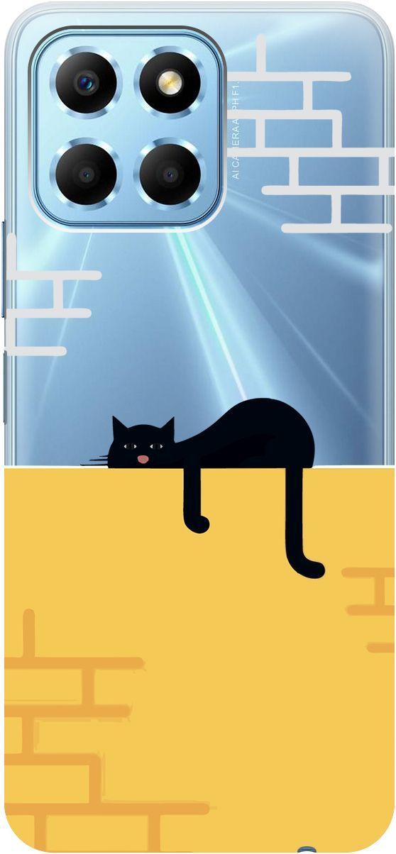 

Чехол на Honor X6/X8 5G с 3D принтом "Lazy Cat" прозрачный, Прозрачный;желтый, 158178