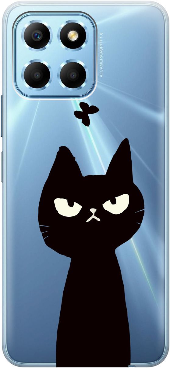 

Чехол на Honor X6/X8 5G с 3D принтом "Disgruntled Cat" прозрачный, Прозрачный;черный, 158178