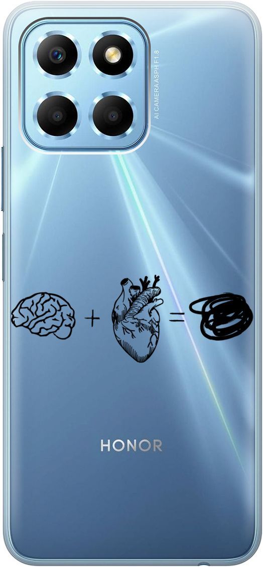 

Чехол на Honor X6/X8 5G с 3D принтом "Brain Plus Heart" прозрачный, Прозрачный;черный, 158178