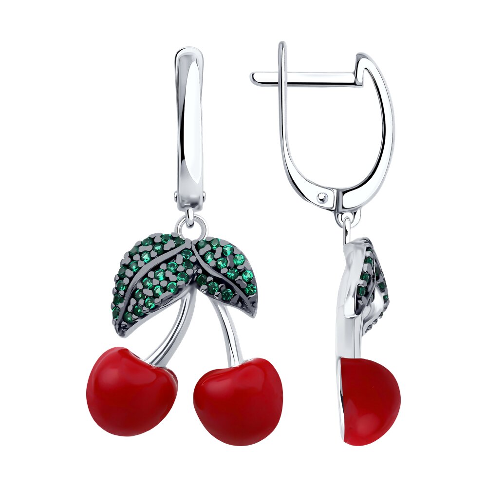 

Серьги из серебра SOKOLOV 94027006, фианит/эмаль, 94027006