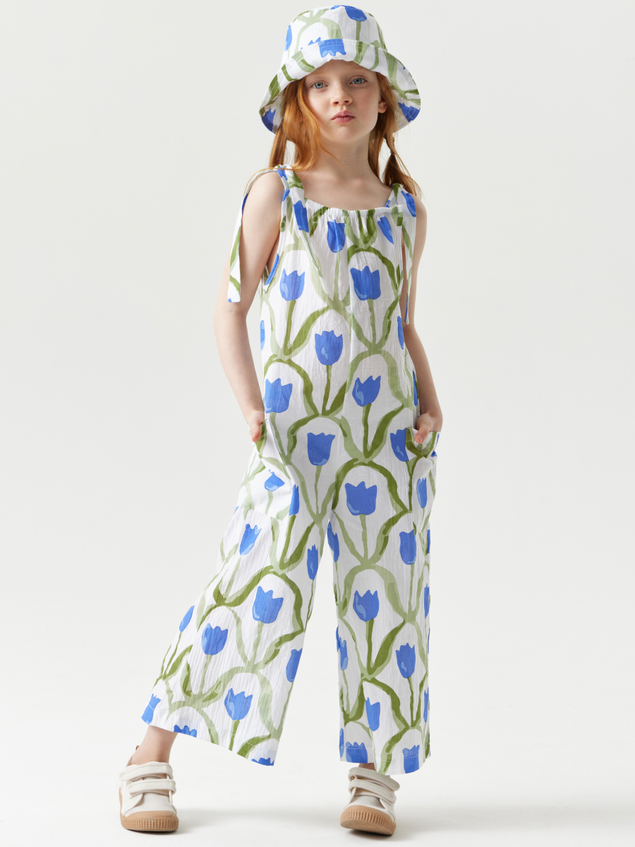 

Комбинезон детский Happy Baby 88192, blue-flower, 104, Белый, 88192