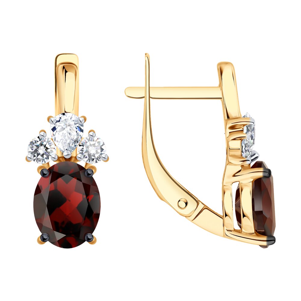 

Серьги из серебра SOKOLOV 92023186, фианит/гранат, 92023186