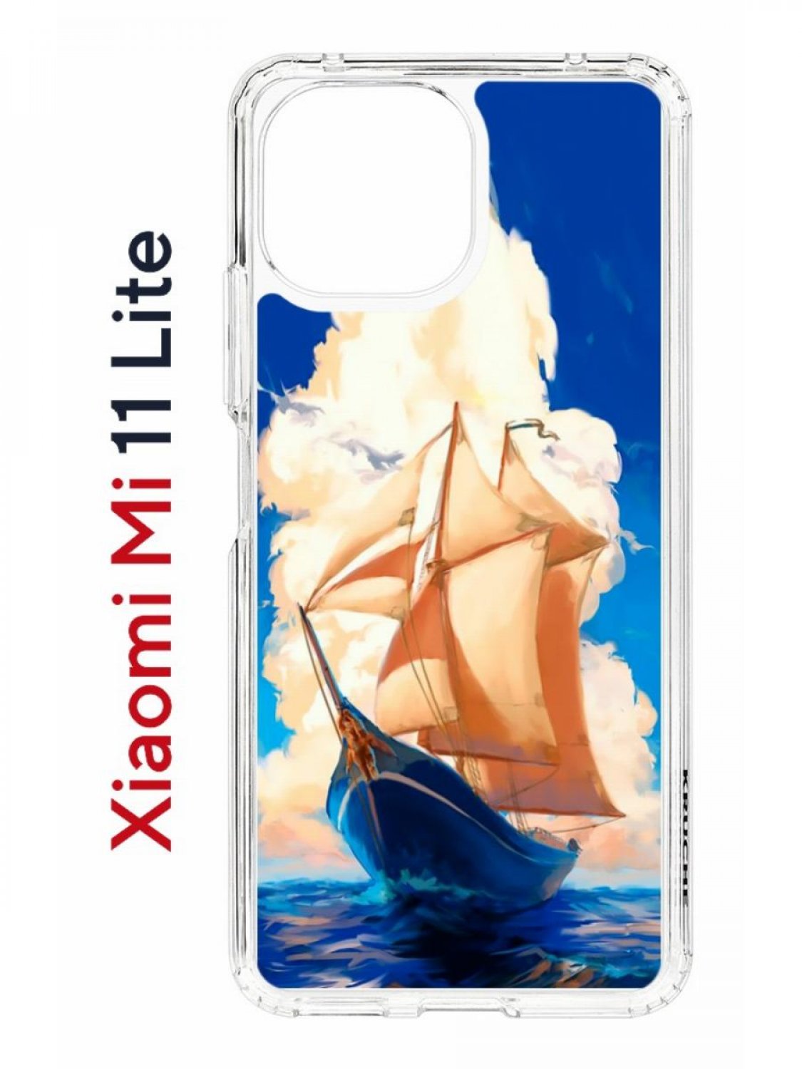 Чехол на Xiaomi Mi 11 Lite Kruche Print Парусник,противоударный бампер,с защитой камеры