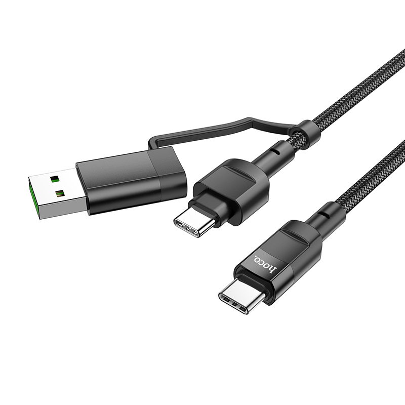 

USB дата кабель 2 в 1, USB-A to Type-C или Type-C to Type-C, U106, HOCO, черный