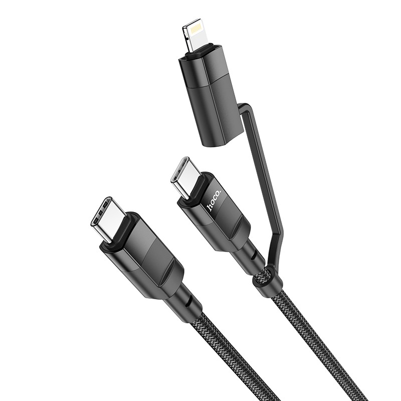

USB дата кабель 2 в 1, Lightning to Type-C или Type-C to Type-C, U106, HOCO, черный