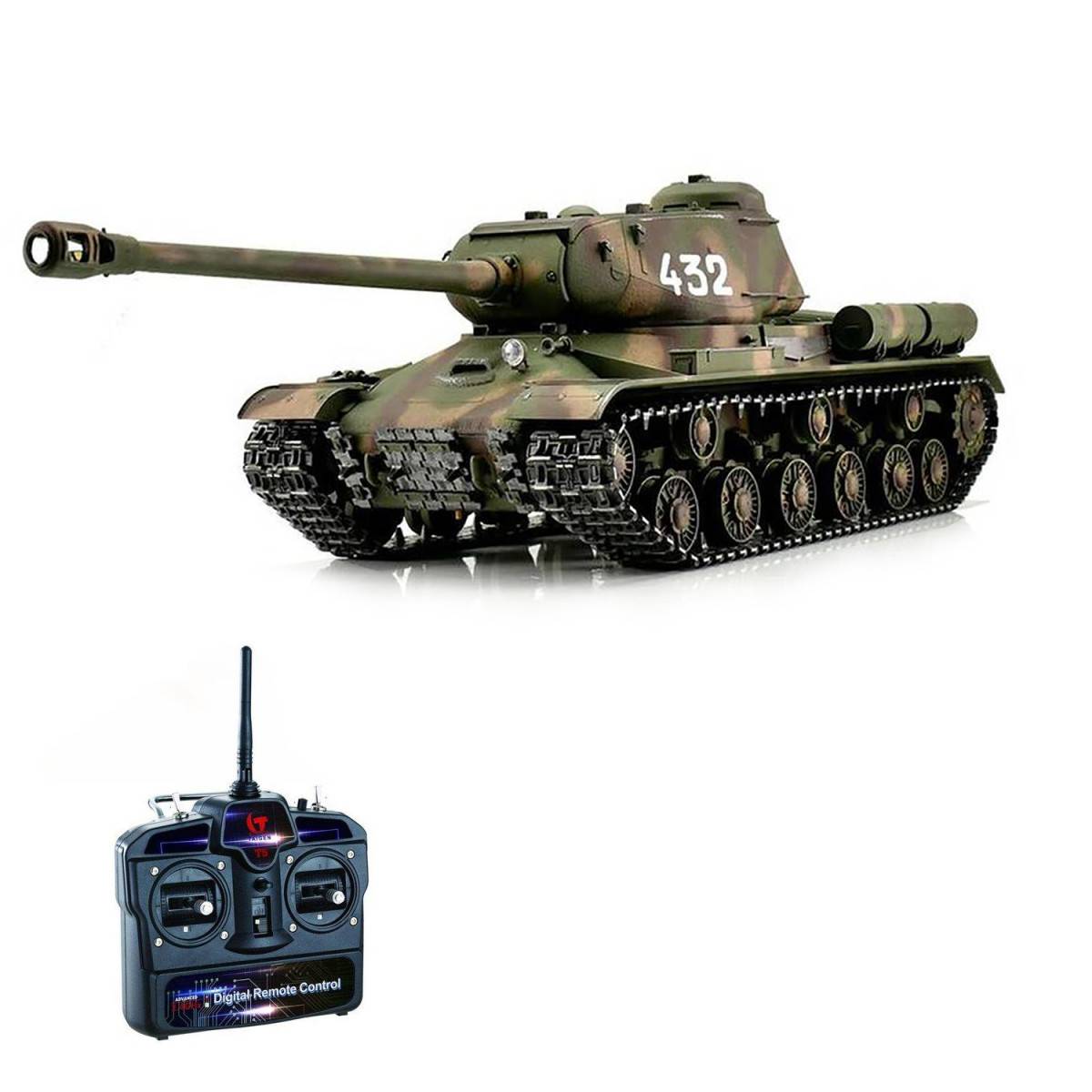 Радиоуправляемый танк Taigen ИС-2 модель 1944 СССР 1:16 лесной камуфляж, звук, дым V3 танк taigen ис 2 модель 1944 ссср зимний rtr масштаб 1 16 2 4g tg3928 1s ir