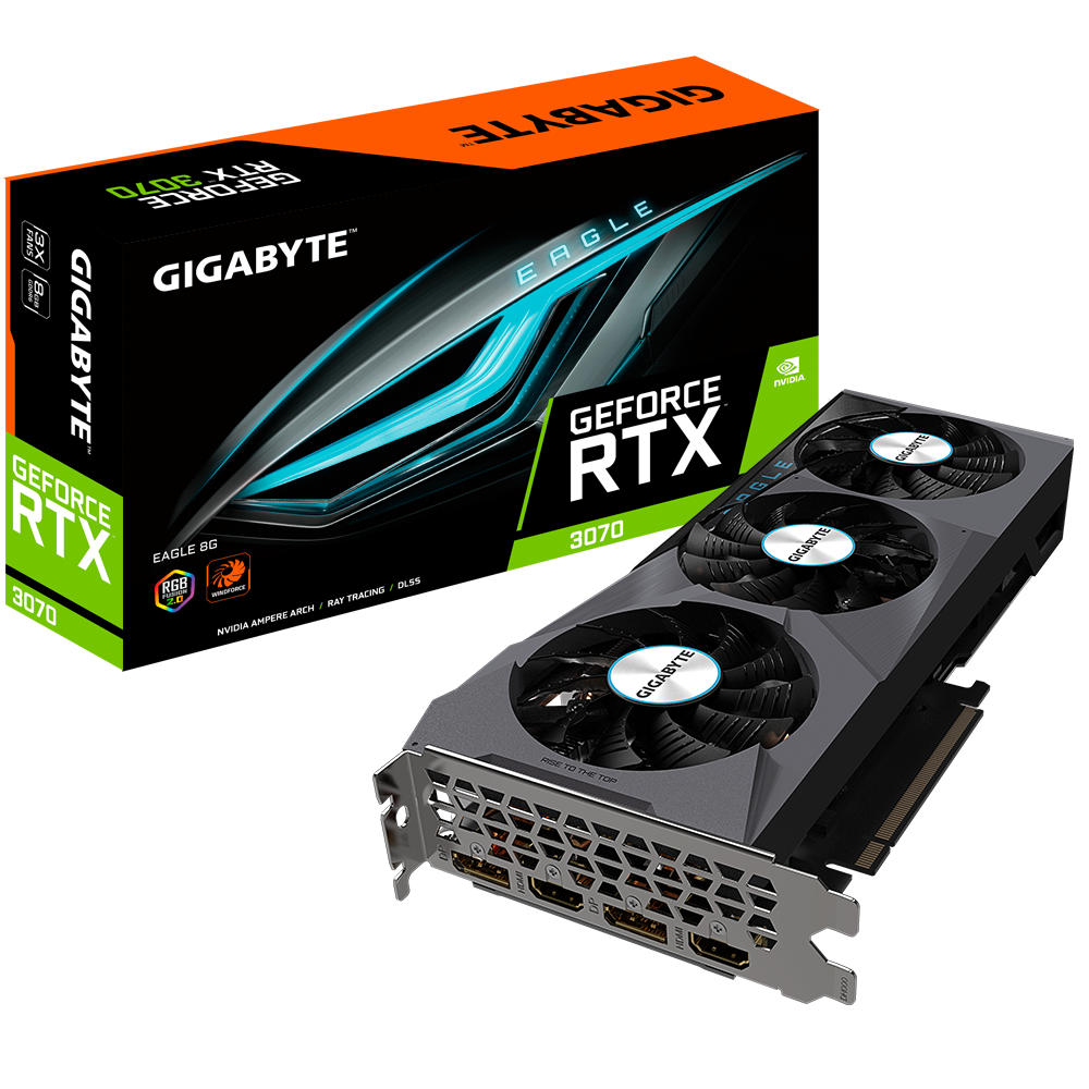 Видеокарта GIGABYTE NVIDIA GeForce RTX 3070 EAGLE OC (LHR) (GV-N3070EAGLE-8GD 2.0)