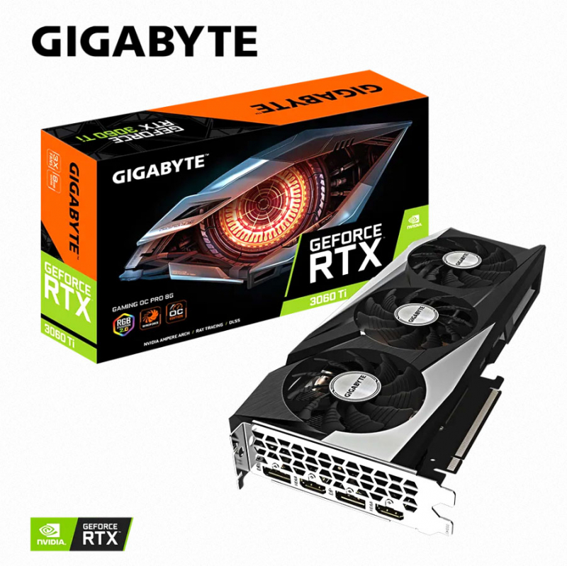 

Видеокарта GIGABYTE NVIDIA GeForce RTX 3060 Ti 8 ГБ (GV-N306TGAMINGOC PRO-8GD 3.0), GeForce RTX 3060 Ti