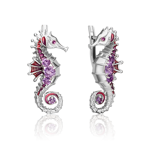

Серьги из серебра PLATINA jewelry 02-4755-00, аметист, 02-4755-00