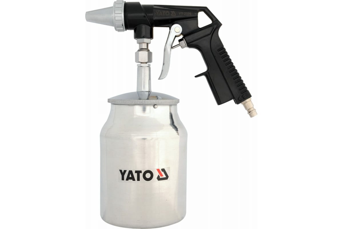 YATO Пистолет пневматический пескоструйный, с бачком 1 л, 160 литров в минуту  1шт пистолет пневматический пескоструйный со шлангом 1 м 160 литров в минуту yato арт yt 23
