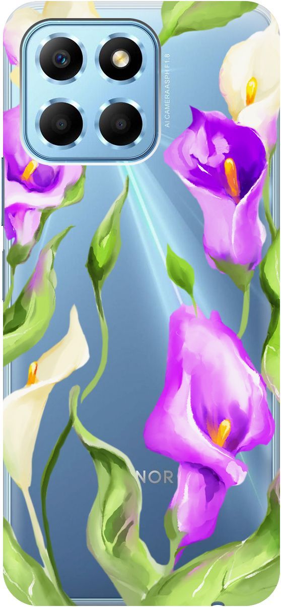 

Чехол на Honor X6/X8 5G с 3D принтом "Amazing Callas" прозрачный, Прозрачный;фиолетовый, 158178